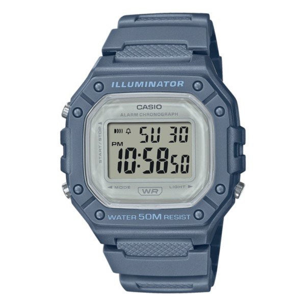 Casio Illuminator Blue Silicone Strap Blue Dial Quartz Watch for Gents - CASIO W-218HC-2AVDF