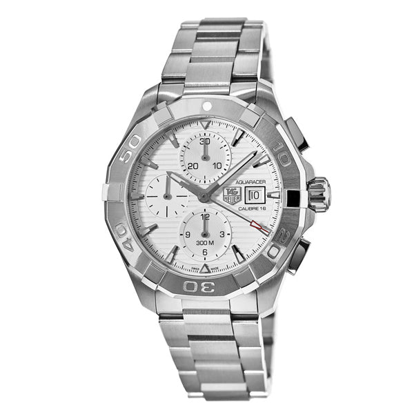 Tag Heuer Aquaracer Calibre 16 Silver Stainless Steel White Dial Automatic Watch for Gents - CAY2111BA0927