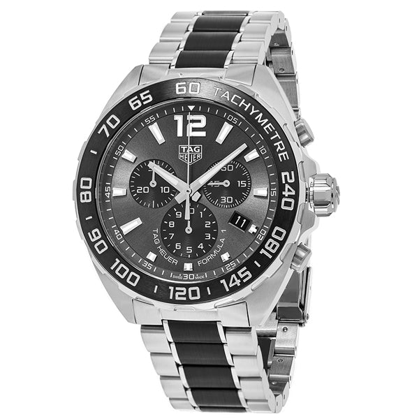 Tag Heuer Formula 1 SIlver Tone Stainless Steel Anthracite Dial Chronograph Quartz Watch for Gents - CAZ1011BA0843