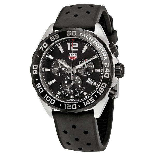 Tag Heuer Formula 1 Black Rubber Strap Black Dial Chronograph Quartz Watch for Gents - CAZ1011FT8024