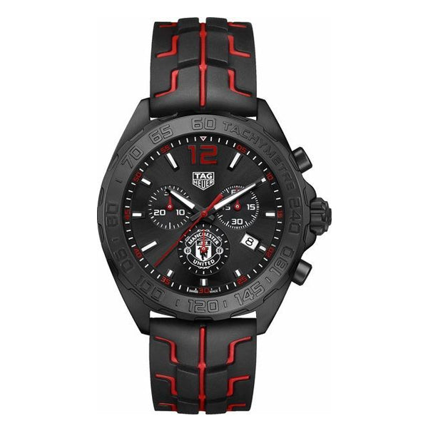 Tag Heuer Formula 1 Black and Red Rubber Black Dial Chronograph Quartz ...