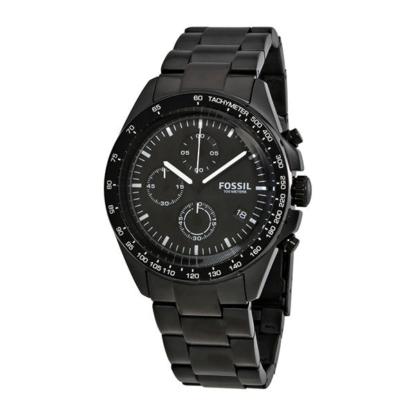 Fossil Sport 54 Black Stainless Steel Black Dial Chronograph Quartz Watch for Gents - CH3028