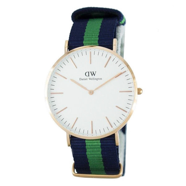 Daniel Wellington Classic Warwich Two-tone Nylon Strap White Dial Watch for Gents - DW00100005