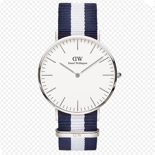 Daniel Wellington Classic Glasgow Two-tone Nylon Strap White Dial Watch for Gents - DW00100018
