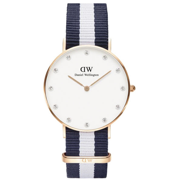 Daniel Wellington Classy Glasgow Two-tone Nylon Strap White Dial Watch for Ladies - DW00100078