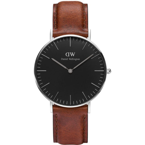 Daniel Wellington Classic St. Mawes 36 Brown Leather Strap Black Dial Quartz Watch for Ladies - DW00100142