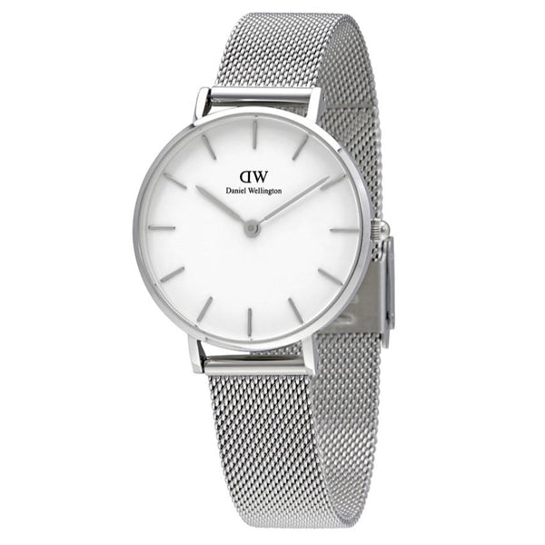 Daniel Wellington Classic Petite Silver Stainless Steel White Dial Watch for Ladies - DW00100164