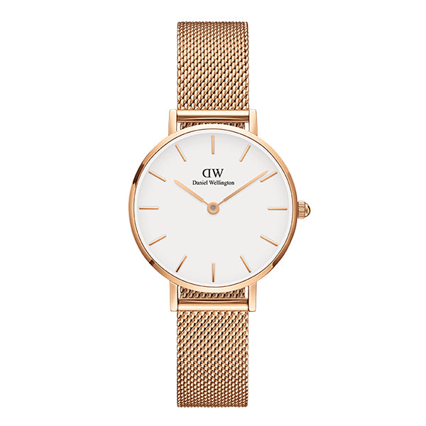 Daniel Wellington Petite Melrose 28 Rose Gold Mesh Bracelet White Dial Quartz Unisex Watch - DW00100219