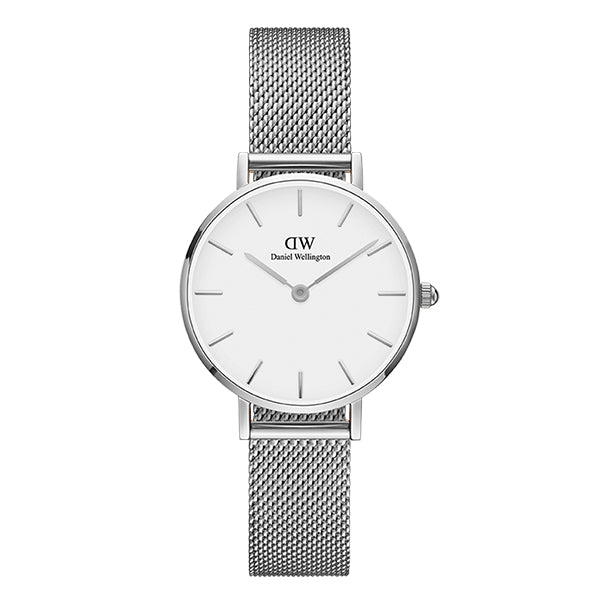 Daniel Wellington Petite Sterling 28 Silver Mesh Bracelet White Dial Quartz Unisex Watch - DW00100220