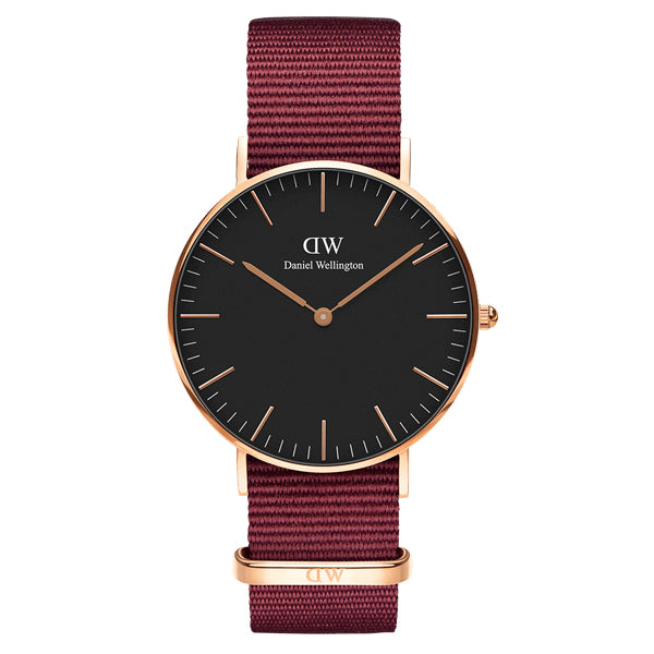 Daniel Wellington Classic Roselyn Red Nato Strap Black Dial Watch for Ladies - DW00100273