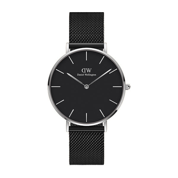 Daniel Wellington Petite Ashfield 36 Black Mesh Bracelet Black Dial Quartz Unisex Watch - DW00100308