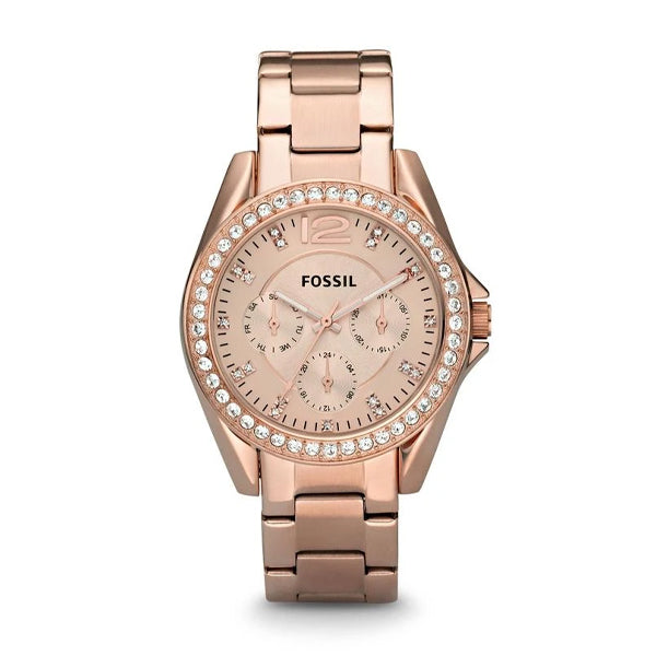 Fossil Riley Rose Gold Stainless Steel Rose Gold Dial Quartz Watch for Ladies - ES2811