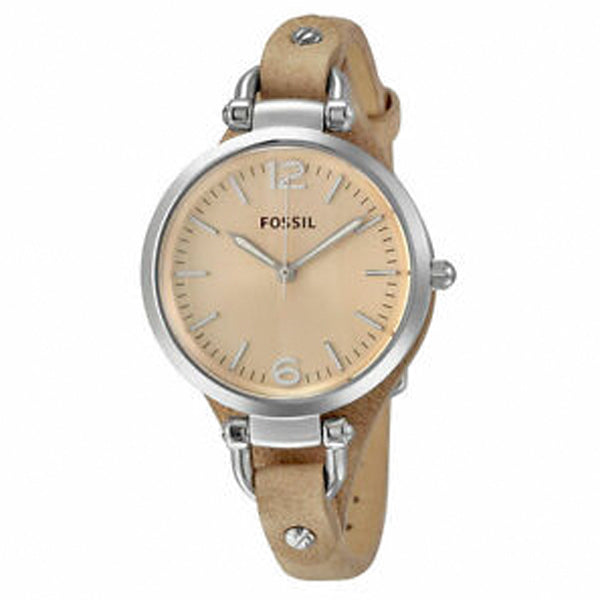 Fossil Georgia Brown Leather Strap Beige Dial Quartz Watch for Ladies - ES2830