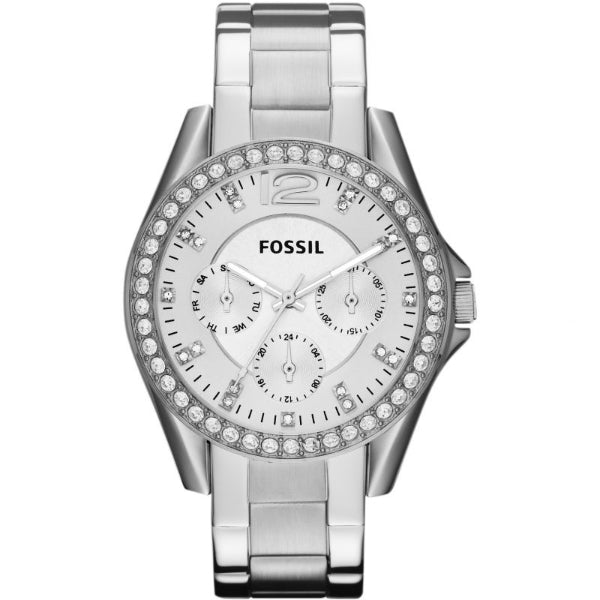 Fossil Riley Multifunction Silver Stainless Steel Silver Dial Quartz Watch for Ladies Ã¢â‚¬â€œ ES3202