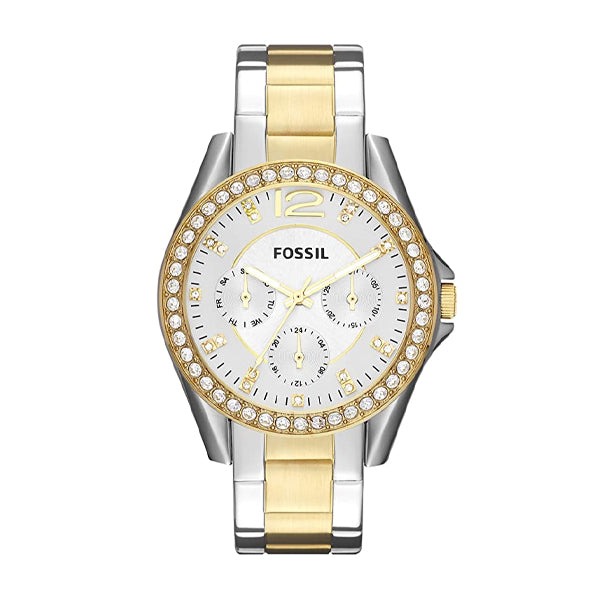 Fossil Riley Multifunction Two-tone Stainless Steel Silver Dial Quartz Watch for Ladies - ES3204