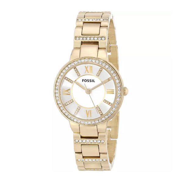 Fossil Virginia Gold Stainless Steel Silver Dial Quartz Watch for Ladies - ES3283