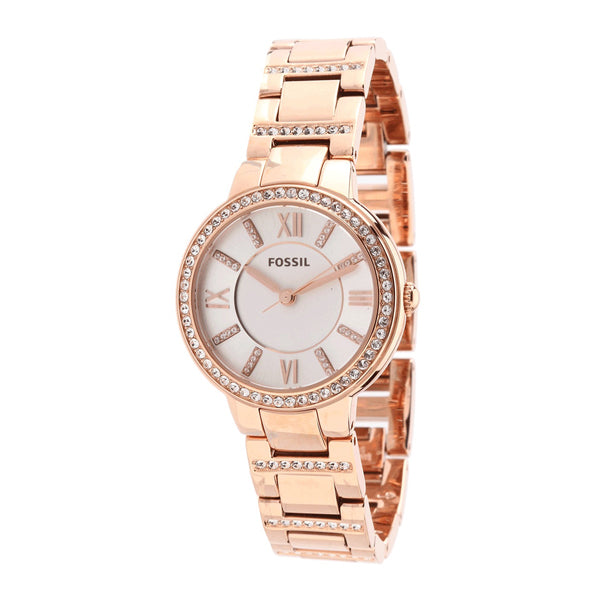 Fossil Virginia Rose Gold Stainless Steel Silver Dial Quartz Watch for Ladies - ES3284