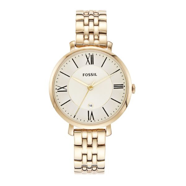 Fossil Jacqueline Gold Stainless Steel Gold Dial Quartz Watch for Ladies - ES3434
