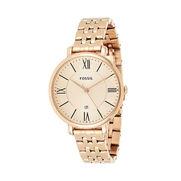 Fossil Jacqueline Rose Gold Stainless Steel Rose Gold Dial Quartz Watch for Ladies - ES3435