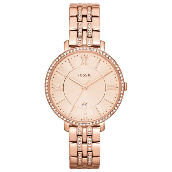 Fossil Jacqueline Rose Gold Stainless Steel Rose Gold Dial Quartz Watch for Ladies - ES3546