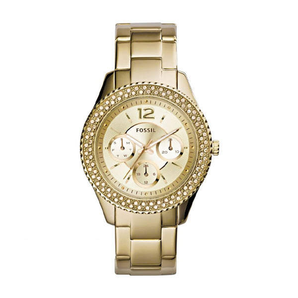 Fossil Stella Gold Stainless Steel Gold Dial Quartz Watch for Ladies - ES3589
