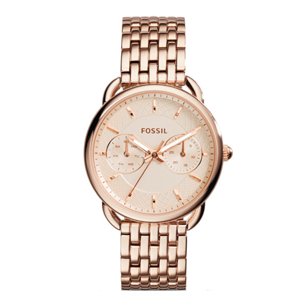 Fossil Tailor Rose Gold Stainless Steel Rose Gold Dial Quartz Watch for Ladies - ES3713