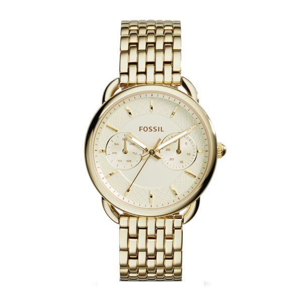 Fossil Tailor Gold Stainless Steel Gold Dial Quartz Watch for Ladies - ES3714