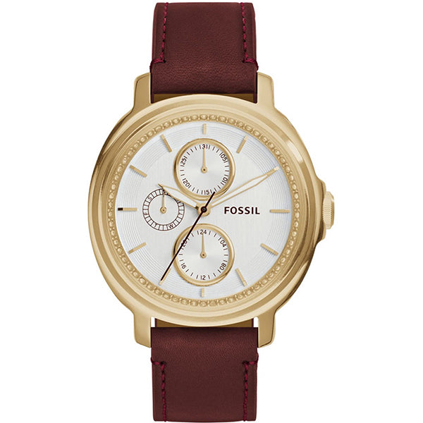 Fossil Chelsey Brown Leather Strap White Dial Quartz Watch for Ladies - ES3834