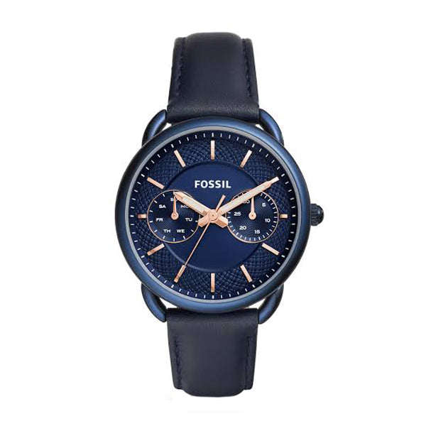 Fossil Tailor Navy blue Leather Strap Blue Dial Quartz Watch for Ladies - ES4092