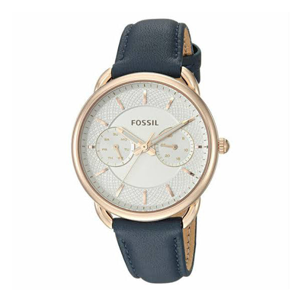 Fossil Tailor Multifunction Blue Leather Strap White Dial Quartz Watch for Ladies - ES4260