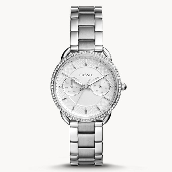 Fossil Tailor Multifunction Silver Stainless Steel White Dial Quartz Watch for Ladies - ES4262