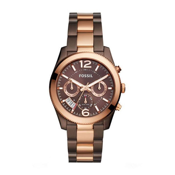 Fossil Perfect Boyfriend Two-tone Stainless Steel Brown Dial Quartz Watch for Ladies - ES4284