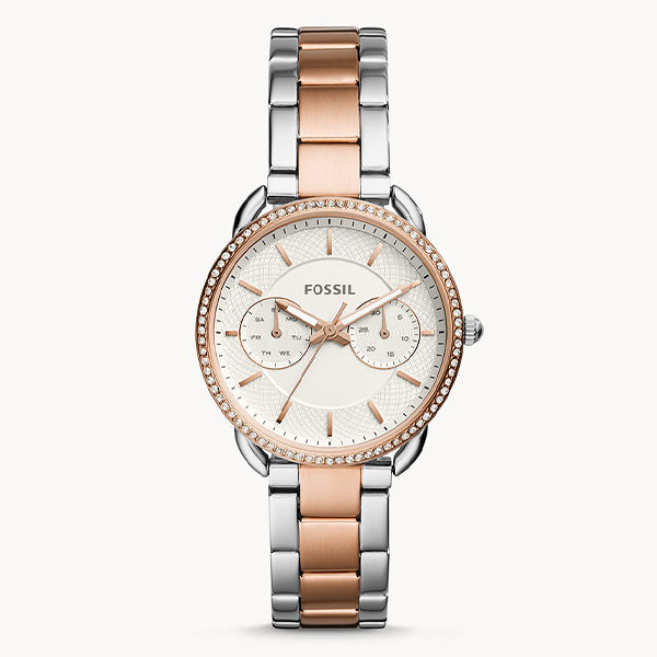Fossil Tailor Multifunction Two-tone Stainless Steel White Dial Quartz Watch for Ladies - ES4396
