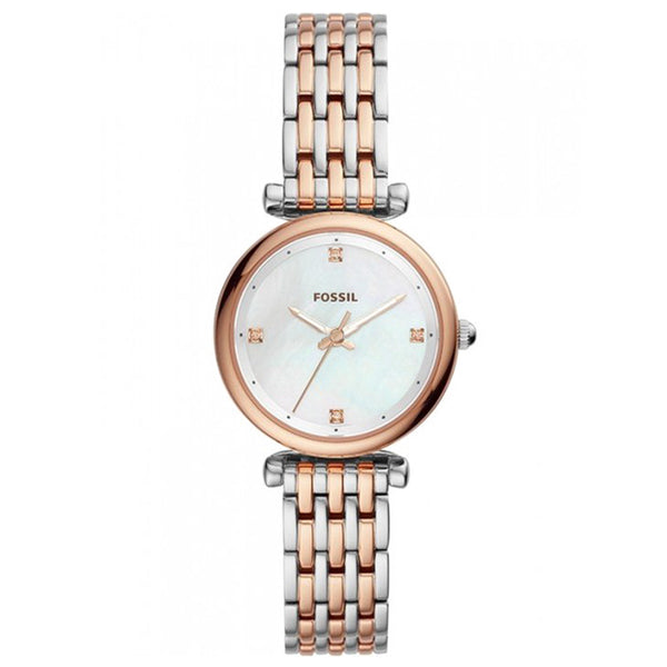 Fossil Carlie Two-tone Stainless Steel Mother of pearl Dial Quartz Watch for Ladies - ES4431