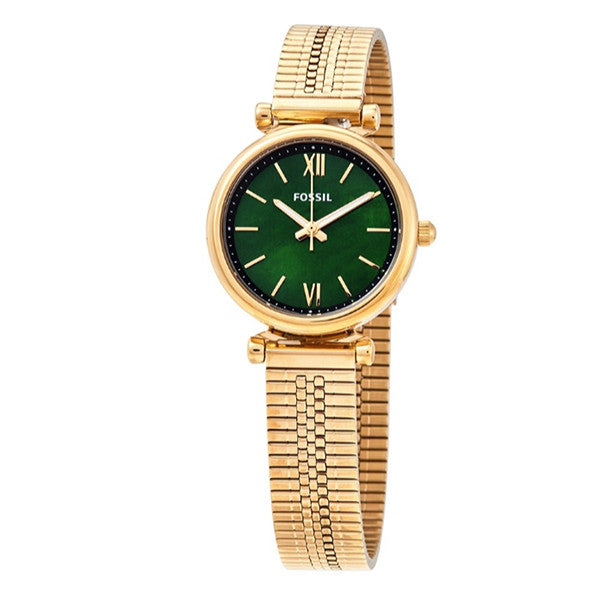 Fossil Carlie Gold Stainless Steel Green Dial Quartz Watch for Ladies - ES4645