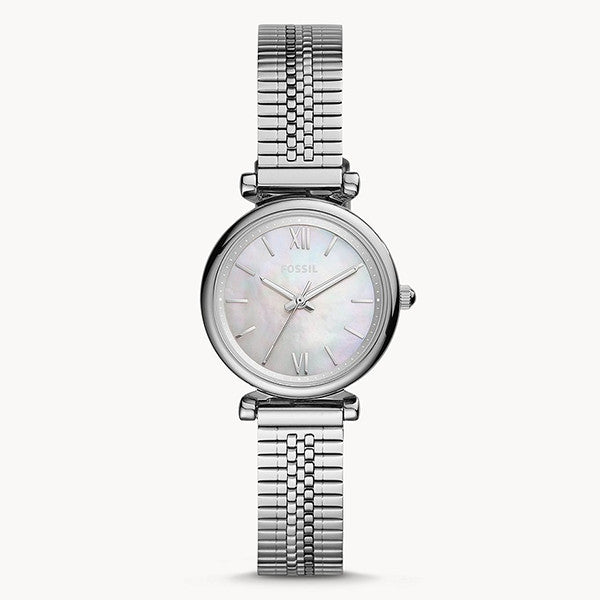 Fossil Carlie Silver Stainless Steel Silver Dial Quartz Watch for Ladies - ES4695