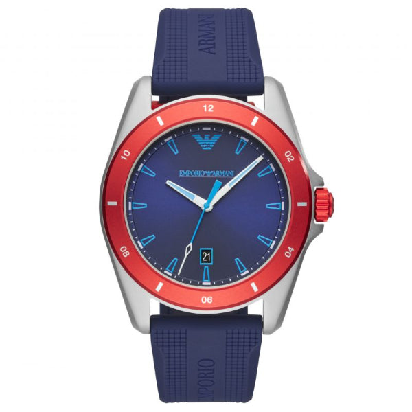 EMPORIO ARMANI Sigma Blue Silicone Strap Blue Dial Quartz Watch for Gents - EMPORIO ARMANI AR 11217