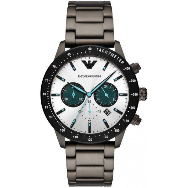 EMPORIO ARMANI Gunmetal Stainless Steel Multicolour Dial Chronograph Quartz Watch for Gents - AR11471