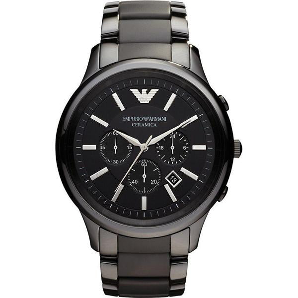 EMPORIO ARMANI Ceramica Black Ceramic Black Dial Chronograph Quartz Watch for Gents - EMPORIO ARMANI AR1451