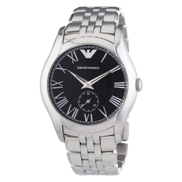 EMPORIO ARMANI Classic Silver Stainless Steel Black Dial Quartz Unisex Watch - AR1710