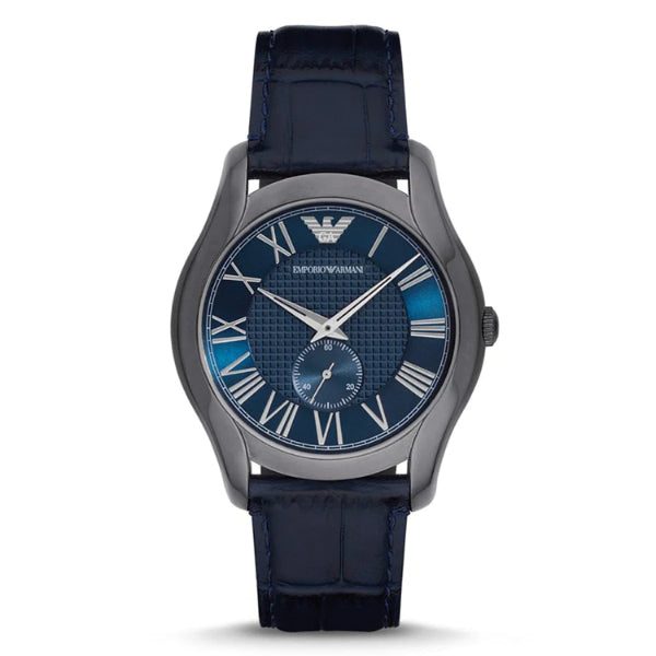 EMPORIO ARMANI Dress Blue Leather Strap Blue Dial Quartz Watch for Gents - AR1986