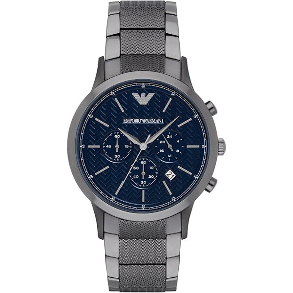 EMPORIO ARMANI Renato Gunmetal Stainless Steel Navy Blue Dial Chronograph Quartz Watch for Gents - EMPORIO ARMANI AR2505