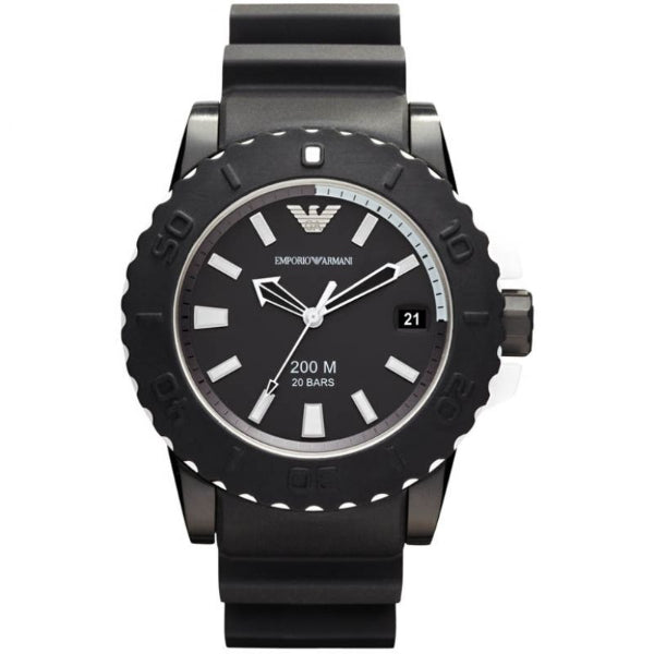 EMPORIO ARMANI Sportivo Black Silicone Strap Black Dial Quartz Watch for Gents - EMPORIO ARMANI AR5965