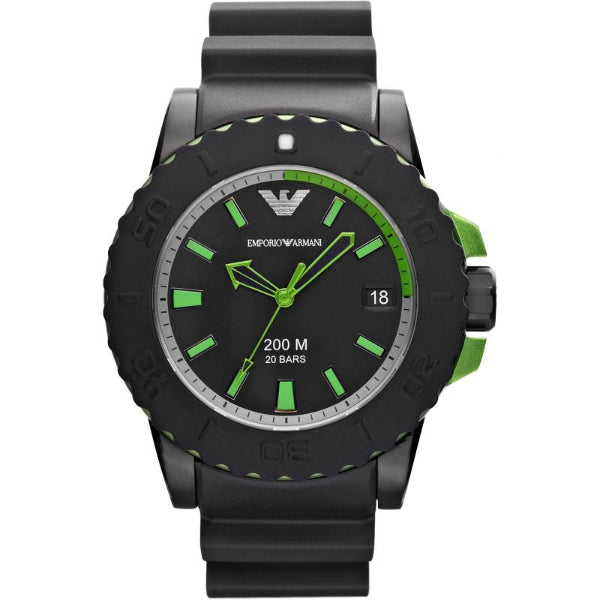 EMPORIO ARMANI Sportivo Black Silicone Strap Black Dial Quartz Watch for Gents - EMPORIO ARMANI AR6102