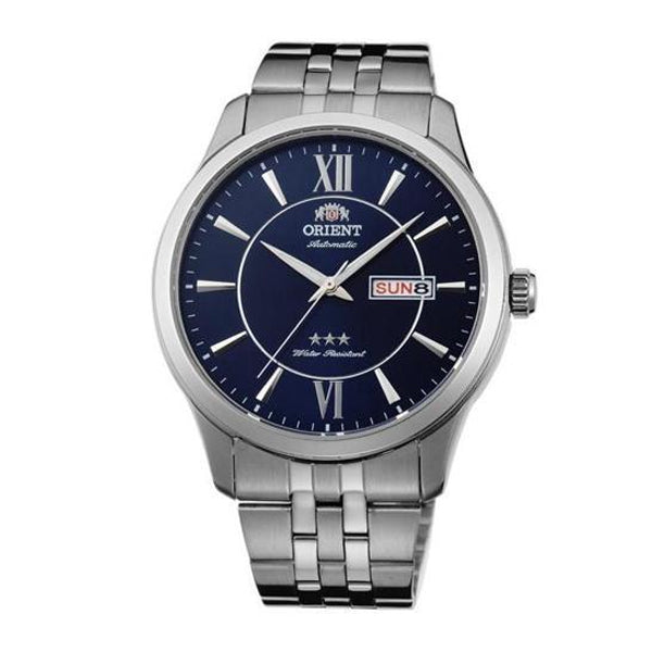 Orient Tristar Silver Stainless Steel Blue Dial Automatic Watch for Gents - FAB0B001D9