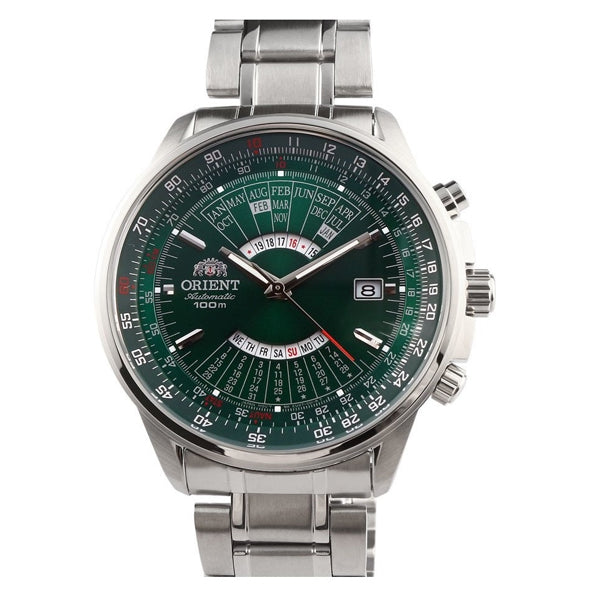 Orient Perpetual Calendar Silver Stainless Steel Green Dial Automatic
