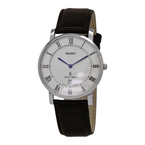 Orient Classic Black Leather Strap White Dial Quartz Watch for Gents - FGW0100HW0