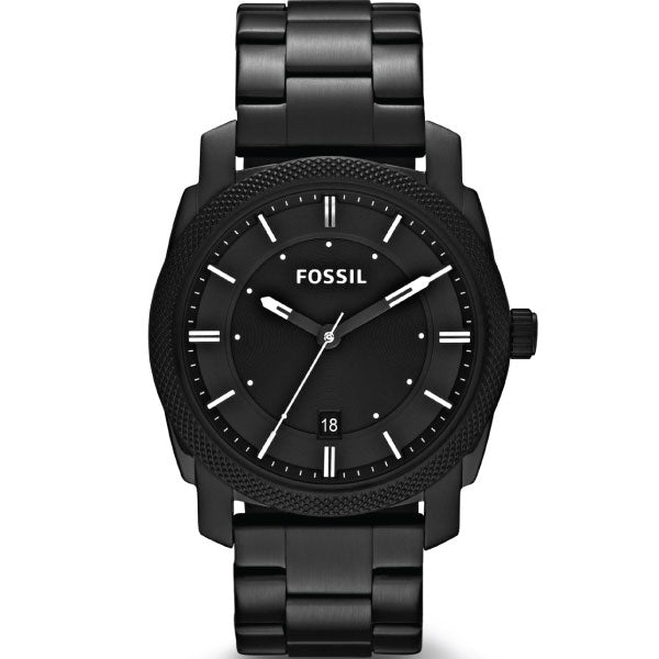 Fossil Machine Black Stainless Steel Black Dial Quartz Watch for Gents - FS4775