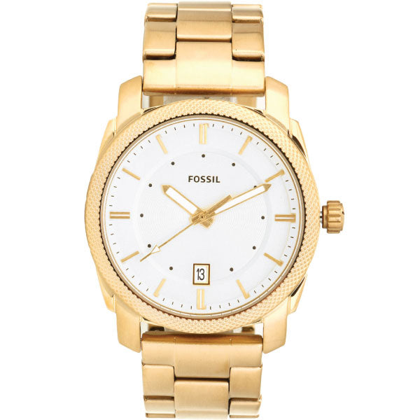 Fossil Machine Gold Stainless Steel Gold Dial Quartz Watch for Gents - FS5264