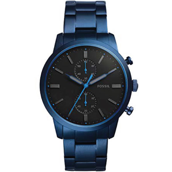 Fossil Townsman Blue Stainless Steel Black Dial Chronograph Quartz Watch for Gents - FS5345